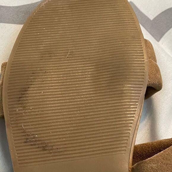 Steve Madden Wizen Sandal Tan Suede Textured Leather Slide Slip-On Flat 8‎ - Picture 8 of 10